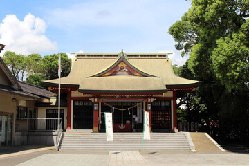 Naklejka premium Yasaka Shrine next to Tagayama Park in Kagoshima