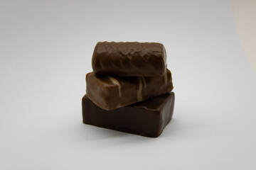 Tower of chocolates with nougat bird's milk and a bar