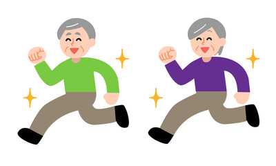元気に走るシニア男性女性