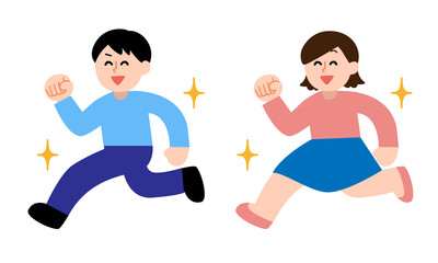 	元気に走る男性女性