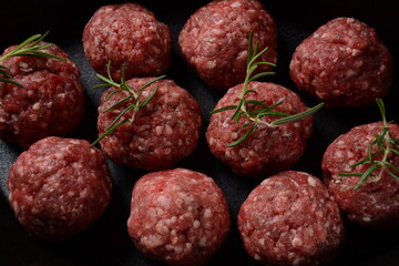 Raw uncooked meatballs.Ready for cooking 