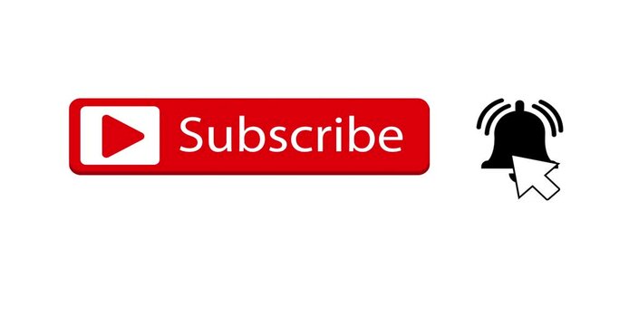 Subscribe button and Black bell. Social media web button,like,video,online,newsletter.