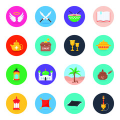 
Ramadan and Islamic Elements in Modern Flat Rounded Icons Pack 
