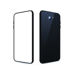 Realistic Black Detailed Smartphone Mockup Background . Isolated Vector Elements