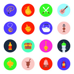 Fototapeta premium Modern Flat Rounded Icons of Arab Pack 