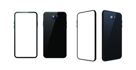 Realistic Black Detailed Smartphone Mockup Background . Isolated Vector Elements