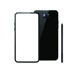 Realistic Black Detailed Smartphone Mockup Background . Isolated Vector Elements