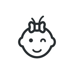Baby girl winking eye icon