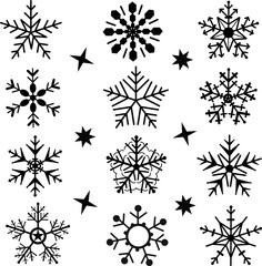 set of snowflakes