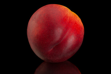 Ripe nectarine fruit on black