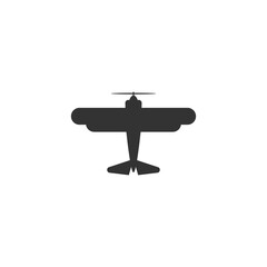 retro airplane or aeroplane icon. Flat old vintage aircraft isolated on white background.