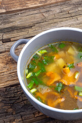 soup with chanterelles and herbs
