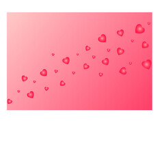gradient small hearts arranged diagonally on pink gradient background