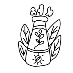 Home humidifier for room. Healthy humidifier vector icons for web design isolated  a white background. Concept of an air purifier device surrounded by leaves.Vector illustration in line style.