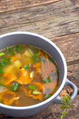 soup with chanterelles and herbs