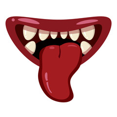 Monster mouth creepy and scary. Funny jaws teeths tongue creatures expression monster horror