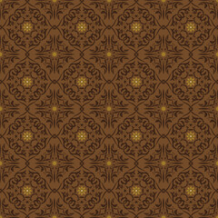 Beautiful batik patterns for Javanese traditional clothes with elegant dark brown color design.