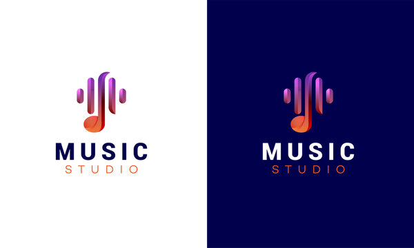 Modern logo design for music studio. Music wave logo design template vector.