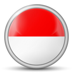 Glass light ball with flag of Indonesia. Round sphere, template icon. Indonesian national symbol. Glossy realistic ball, 3D abstract vector illustration highlighted on a white background. Big bubble.