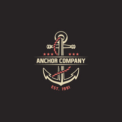 Marine round retro emblem in hipster style with anchor and inscriptions. Worn texture on a separate layer and can be disabled © bcks13