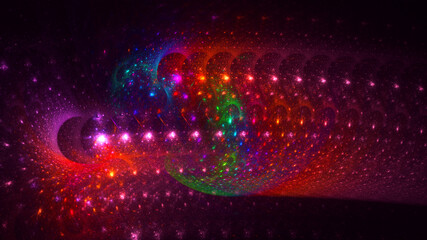 3D rendering abstract multicolor fractal light background