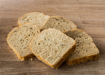 Sliced bread on board , in door  Chiangmai  Thailand