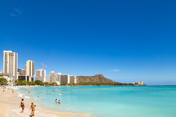 Honolulu, Hawaii, U.S.A. - Waikiki Beach and Diamond Head