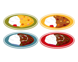 カレーライスとハヤシライスのベクターイラスト