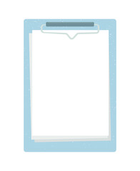 Blue paper clipboard vector illustration on white background.