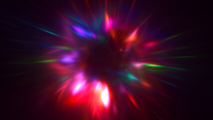 3D rendering abstract multicolor fractal light background