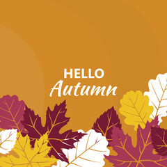 Colorful postcard with autumn fallen leaves. Abstract autumn background.