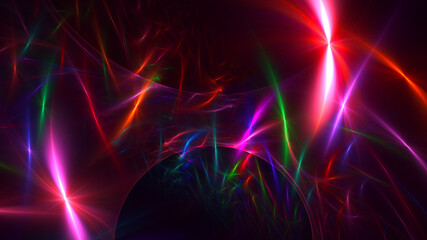 3D rendering abstract multicolor fractal light background