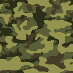Fototapeta premium Camouflage seamless pattern. Green camo. Uniform print on fabric. Vector
