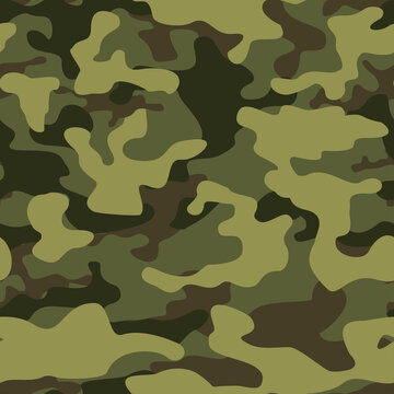 
Camouflage seamless pattern. Green camo. Uniform print on fabric. Vector