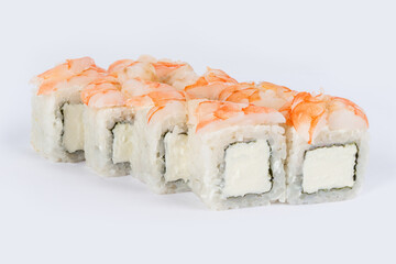 Sushi shot on a white background side view
