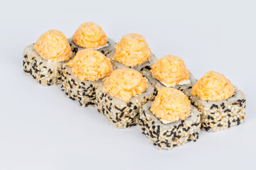 Sushi shot on a white background side view