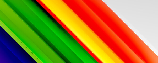 Geometric abstract backgrounds with shadow lines, modern forms, rectangles, squares and fluid gradients. Bright colorful stripes cool backdrops