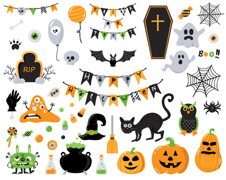Set of hallowen design elements