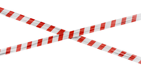 Security tape with red stripes on a white background. 3d render.