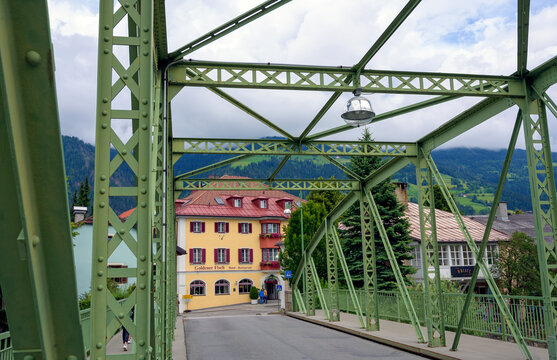 Spitalbruecke (hospital bridge) across the river Isel at Lienz, Austria