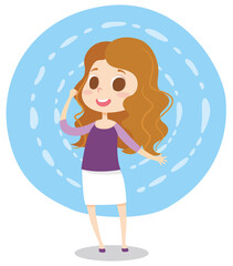 A cute cartoon girl smiling
