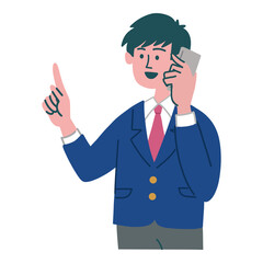 ブレザー　学生　男性　携帯電話　スマホ　提案
