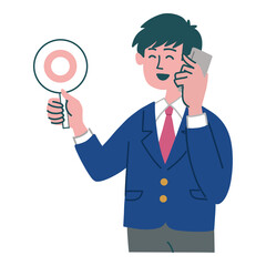 ブレザー　学生　男性　携帯電話　スマホ　マル
