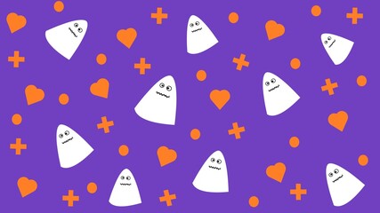Hallween. Patern of cute ghosts, hearts and crosses for the holiday.
