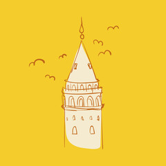 Galata Tower doodle illustration, eps 10