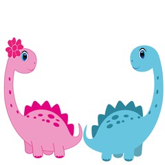 set of cartoon dinosaurs  vector illustration 