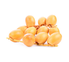 Date fruits isolated on white background.