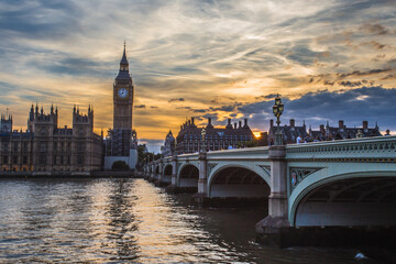 Obraz na płótnie Canvas Big Ben and Houses of parliament at dusk, London, UK