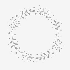 Christmas greeting card with wreath of mistletoe branches. Xmas background with copyspace. Vector