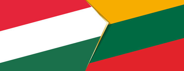 Hungary and Lithuania flags, two vector flags. - obrazy, fototapety, plakaty